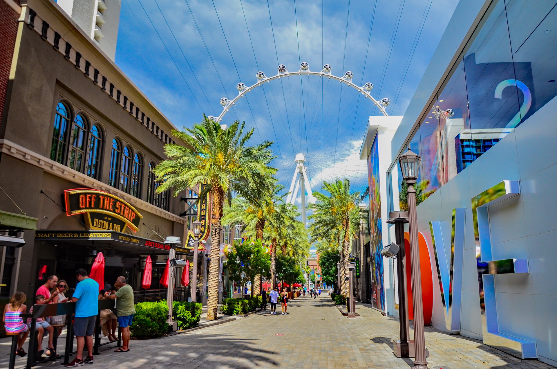 The open-air LINQ Promenade of shops and restaurants on the Las Vegas Strip