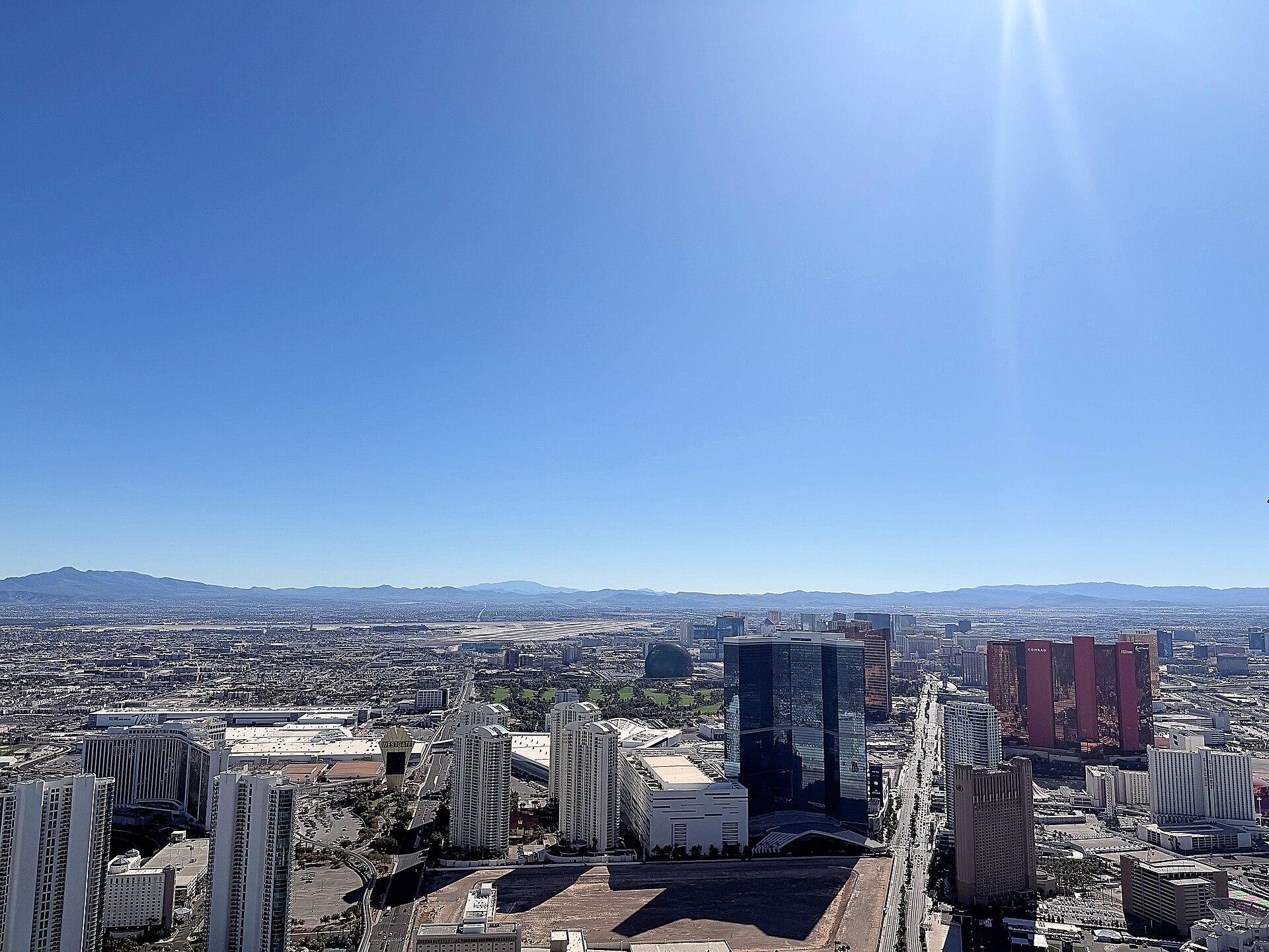 View from The STRAT observation deck over the Las Vegas Strip and the valley below