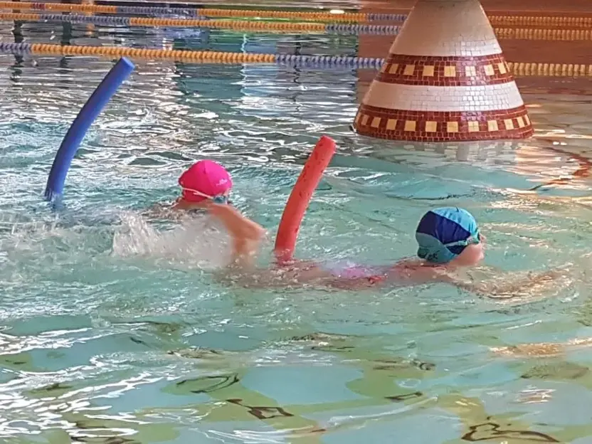 Pupils swimming in the pool