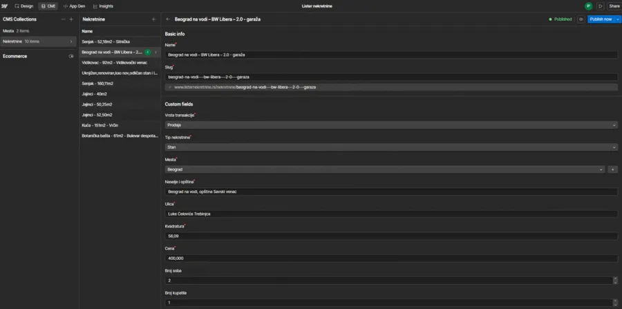 Webflow CMS collection