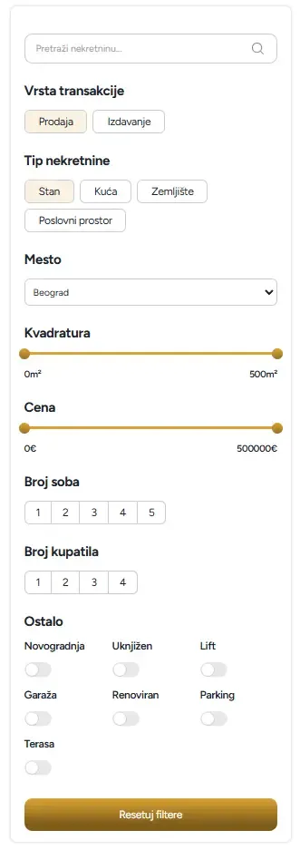 Lister filtering panel
