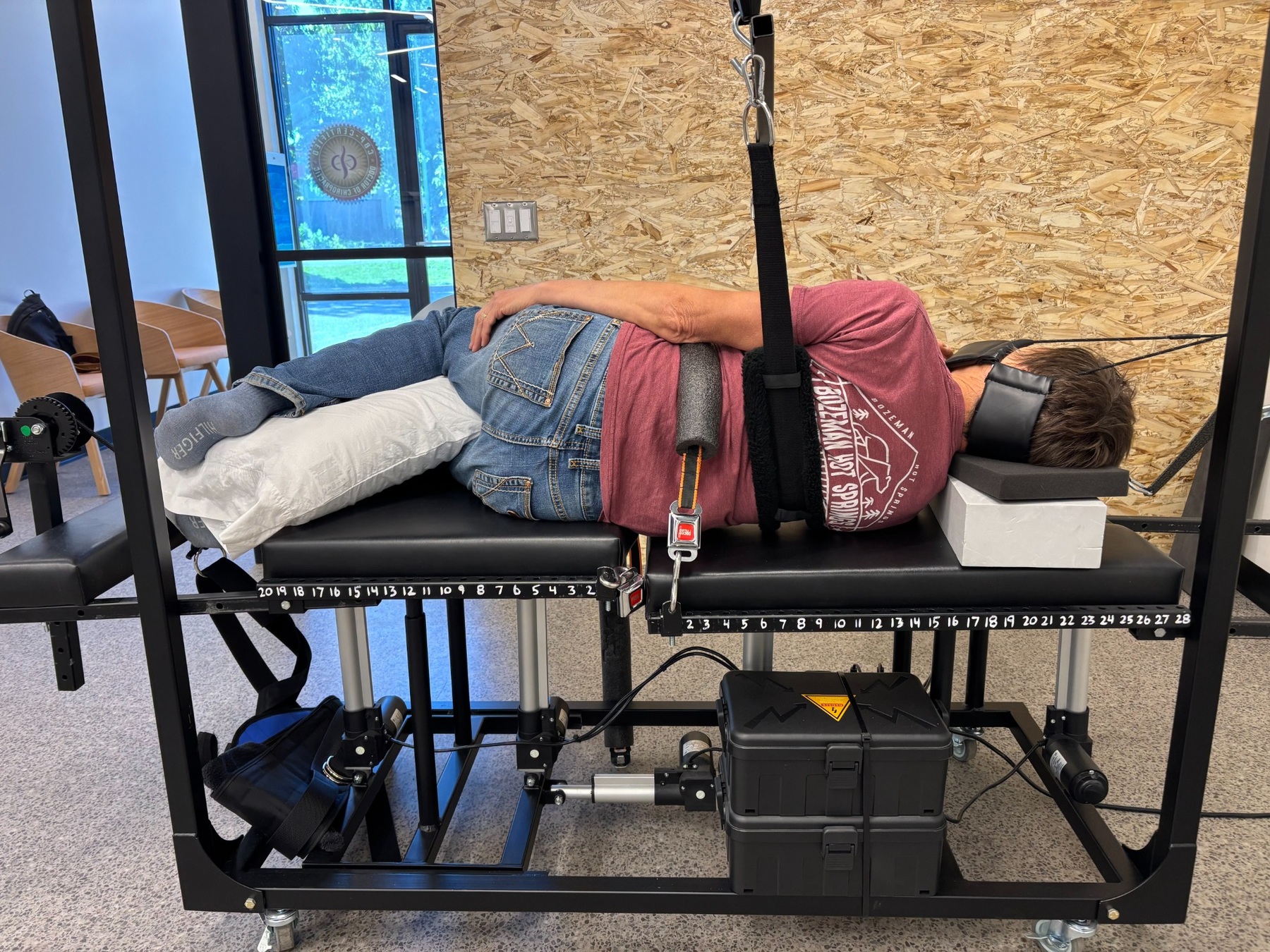 A visitor using the rehabilitation equipment at 100+ Living Health Centres.