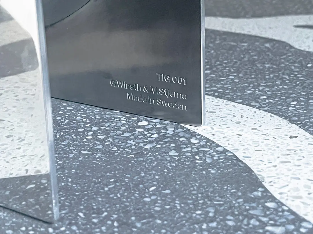 Engraving “TIG 001, G.Winsth & M.Stjerna, Made in Sweden” on the base