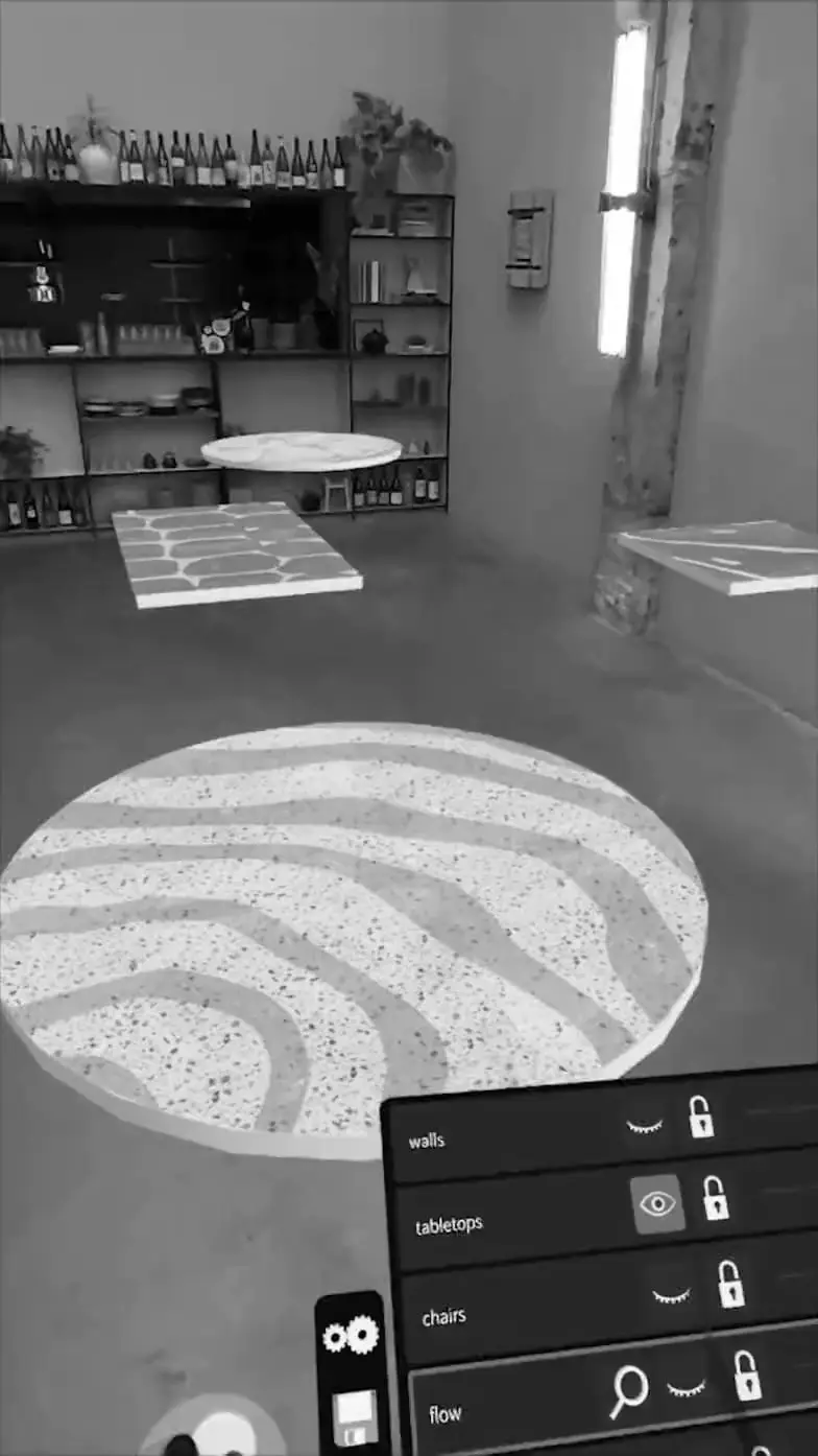 Video: the dining area planned in VR with terrazzo tables