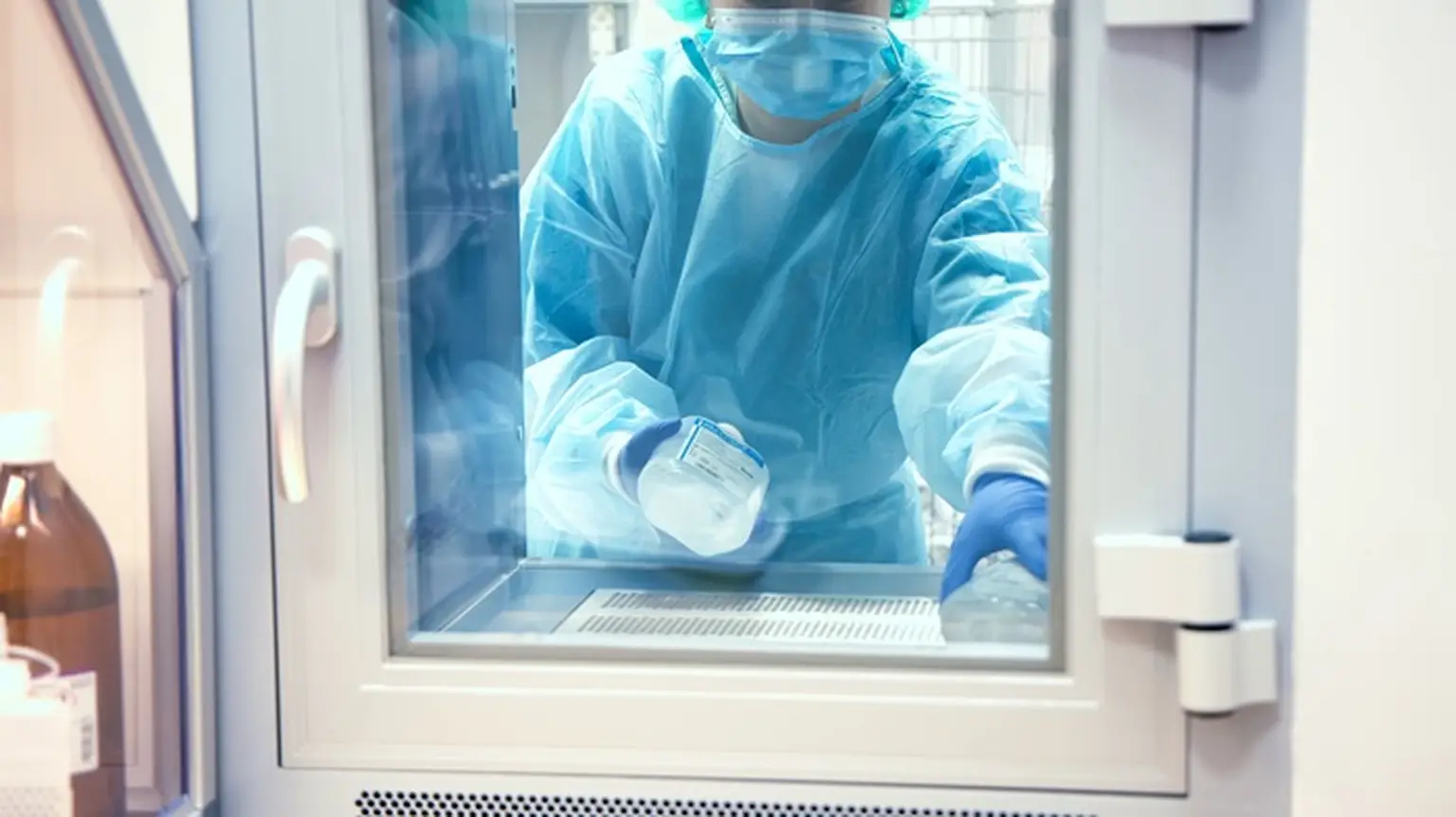 Medical staff handling samples