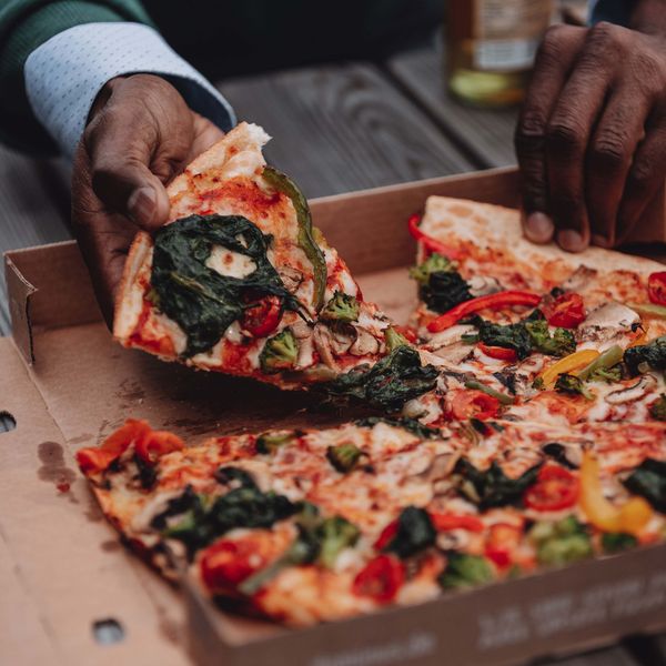 Pizza auf der Dachterrasse
