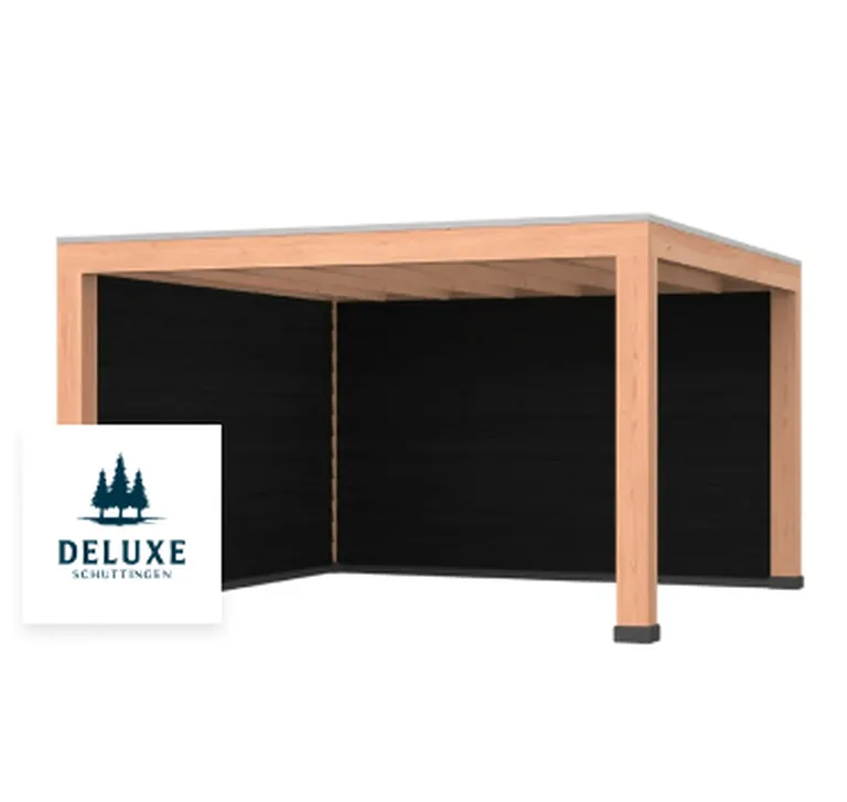 Douglas overkapping 350x300 met zwarte achter- en zijwand
