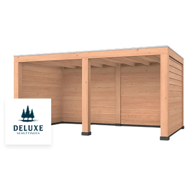 Douglas overkapping 500x300 met achter- en zijwand