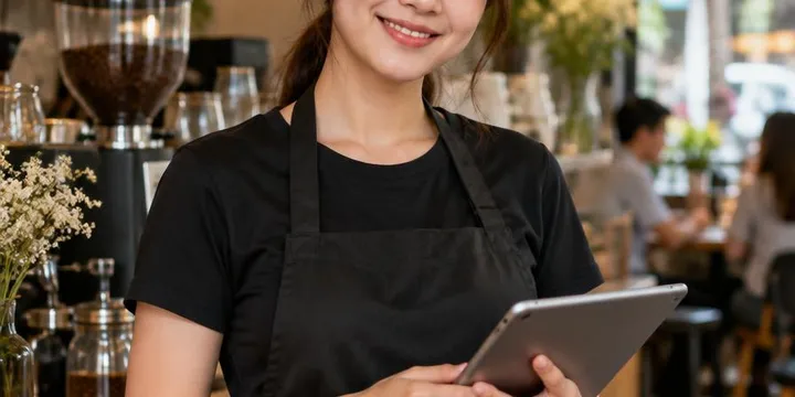 Nhân viên F&B dùng ứng dụng Jobbi