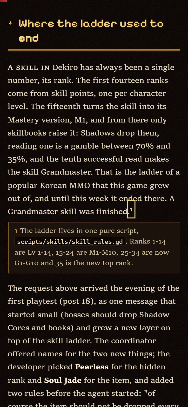 On a phone the margin has no room: a tap on the number opens the note under the line