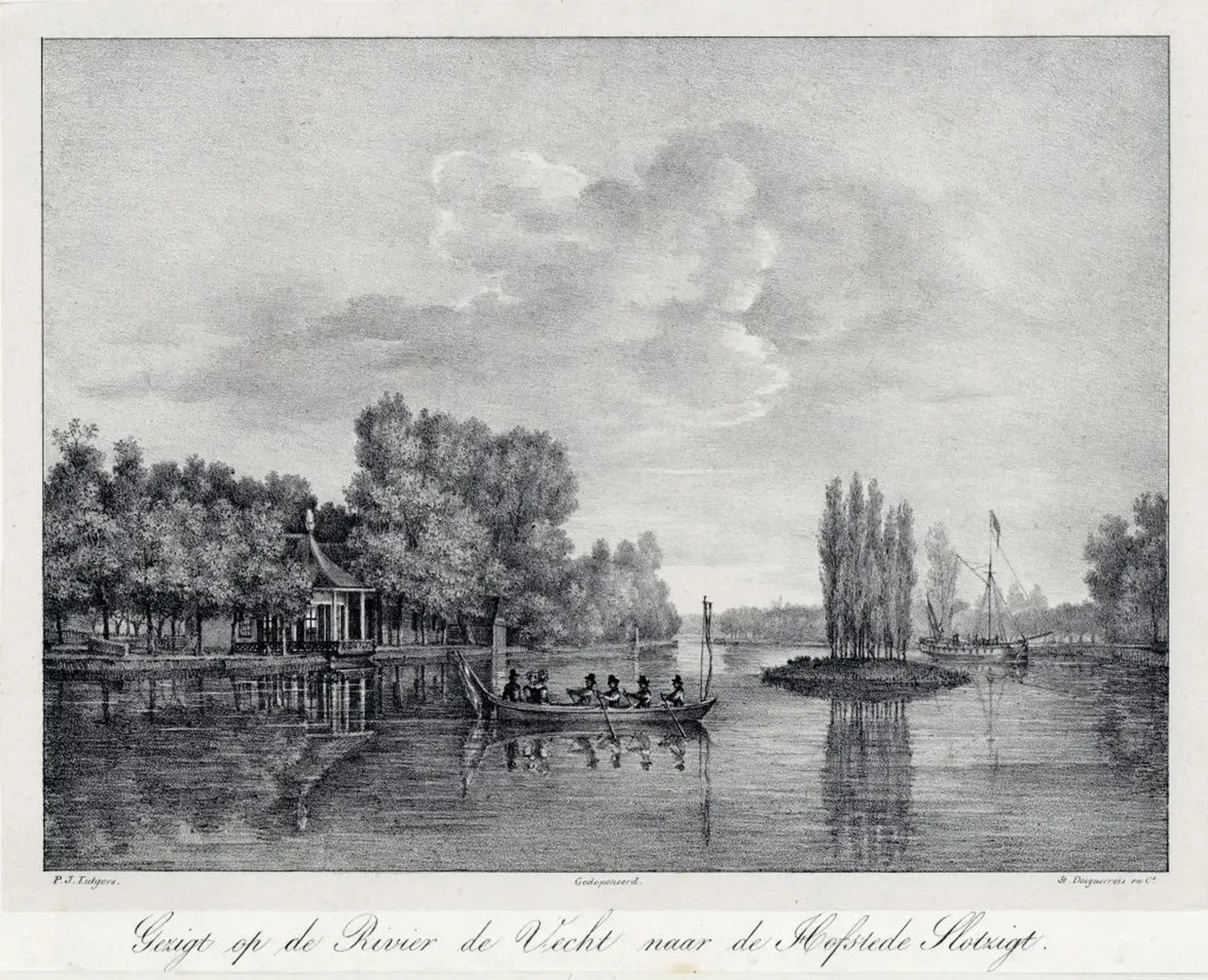 Gezicht op de Vecht bij Vreeland in de richting van het huis Slotzicht