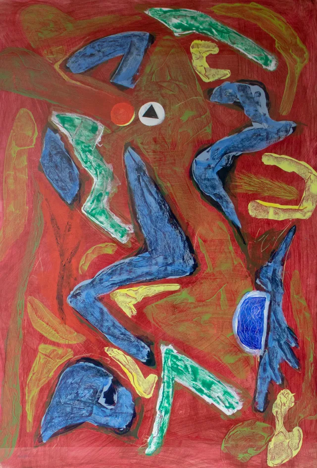Schilderij van Günther Borst: “Serie acryl op papier” (iv)