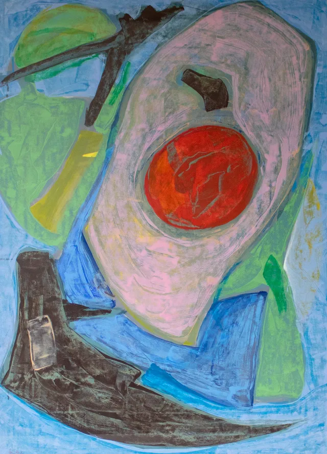 Schilderij van Günther Borst: “Serie acryl op papier” (v)