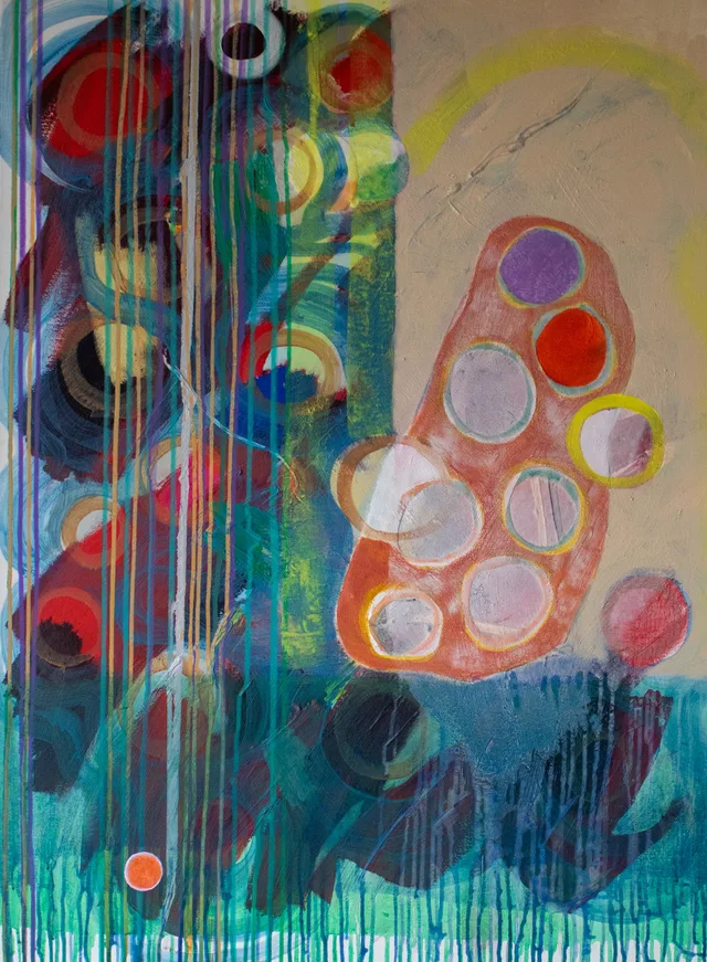 Schilderij van Günther Borst: “Druppelsporen” (i)
