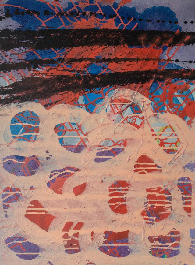 Schilderij van Günther Borst: “Druppelsporen” (xvii) (stapeling)