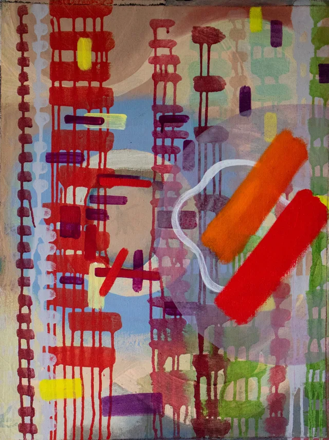 Schilderij van Günther Borst: “Druppelsporen” (xxv) (stapeling)