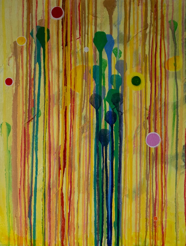 Schilderij van Günther Borst: “Druppelsporen” (xxi) (plantachtig)