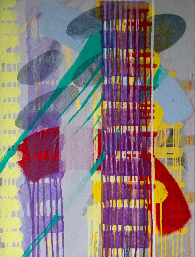 Schilderij van Günther Borst: “Druppelsporen” (x) (stapeling)