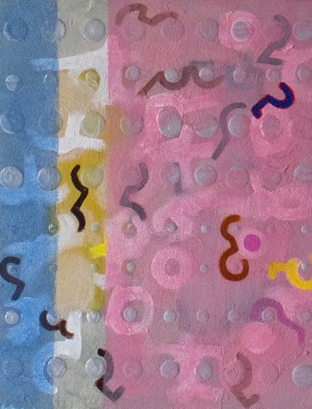 Schilderij van Günther Borst: “Ad infinitum” (vi) (stippen + vlakken)