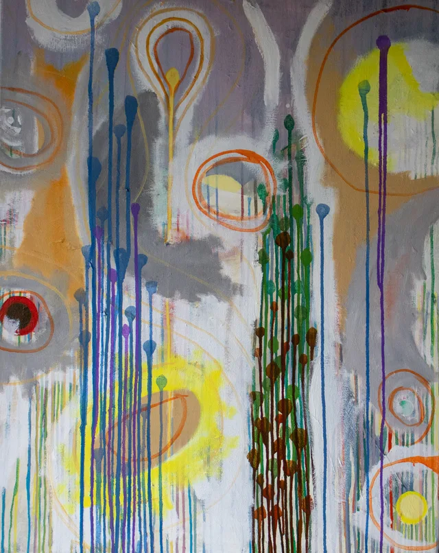 Schilderij van Günther Borst: “Druppelsporen” (ii)