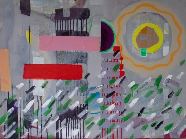 Schilderij van Günther Borst: “Cirkels en vlakken” (iii)