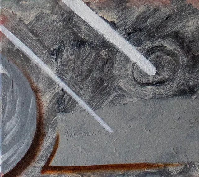 Schilderij van Günther Borst: Grijs met twee witte strepen “Studie”