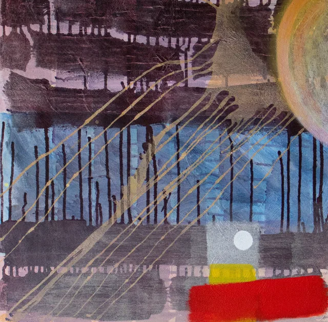 Schilderij van Günther Borst: “Druppelsporen” (xv) (stapeling)