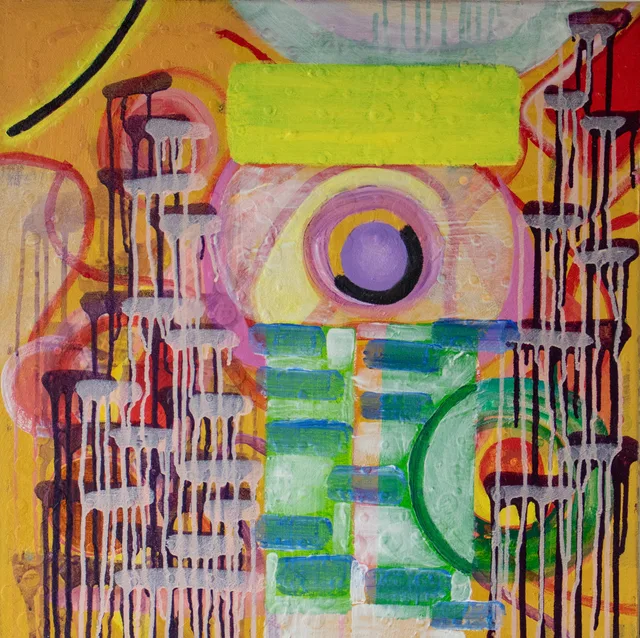 Schilderij van Günther Borst: “Druppelsporen” (xxiv) (stapeling)