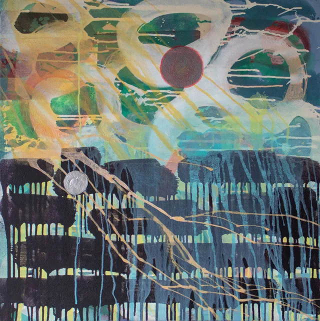 Schilderij van Günther Borst: “Druppelsporen” (ix) (stapeling)