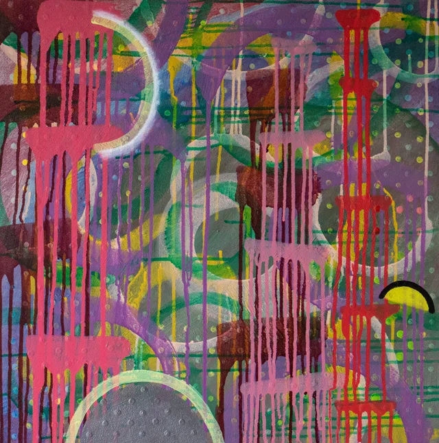Schilderij van Günther Borst: “Druppelsporen” (xi) (stapeling)