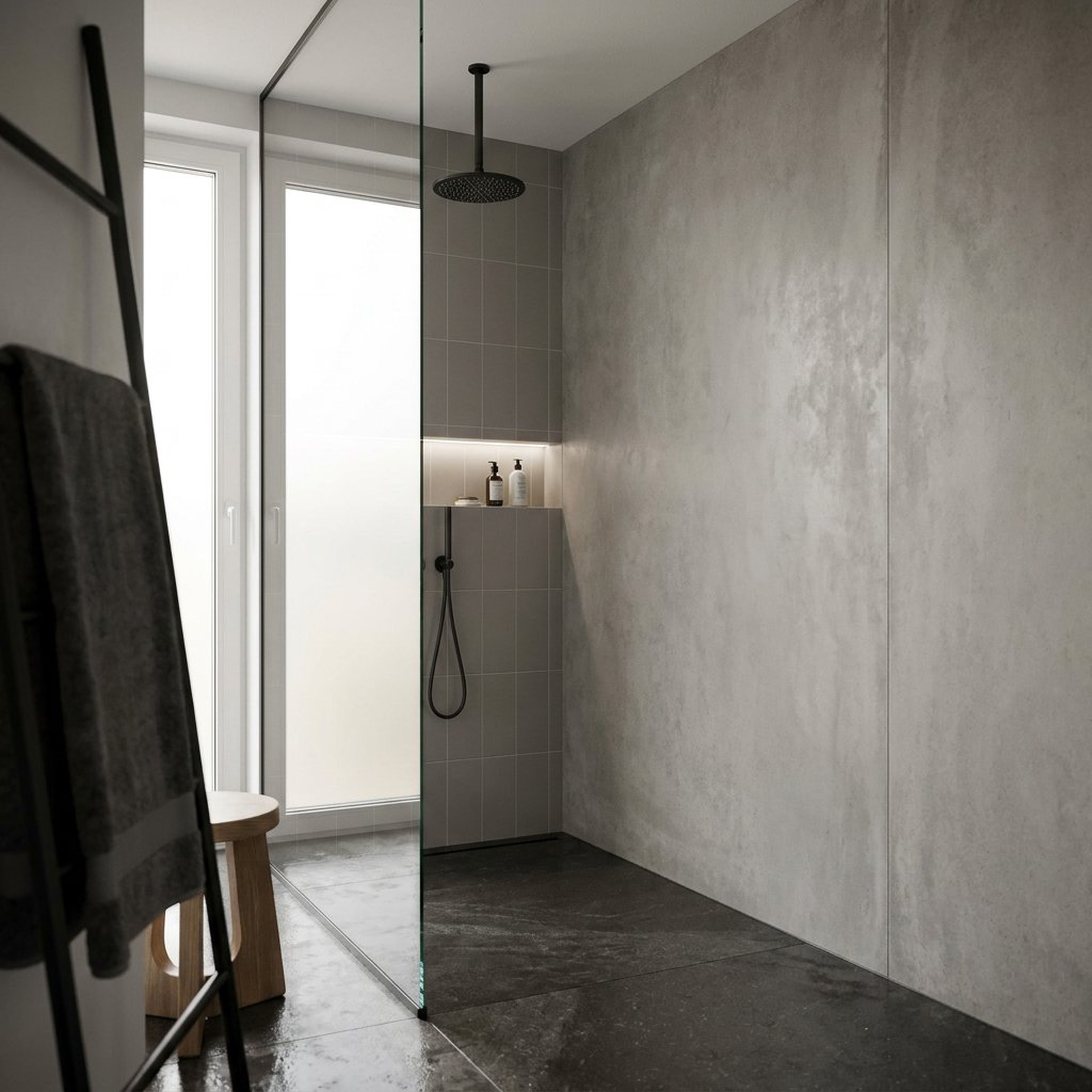 Douchewand tegels of doucheplaat – moderne badkamer