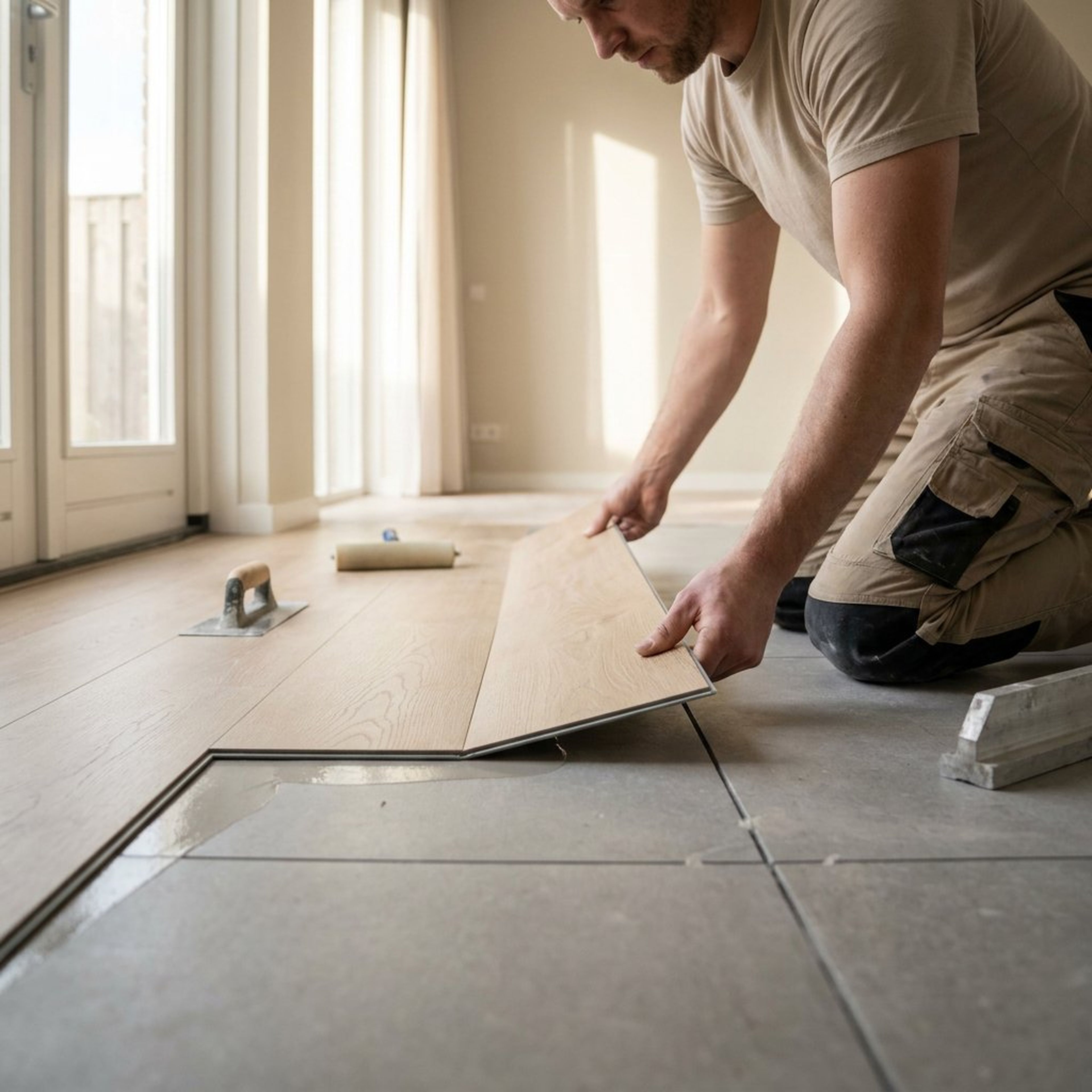 PVC vloer over tegels leggen – moderne woonkamer