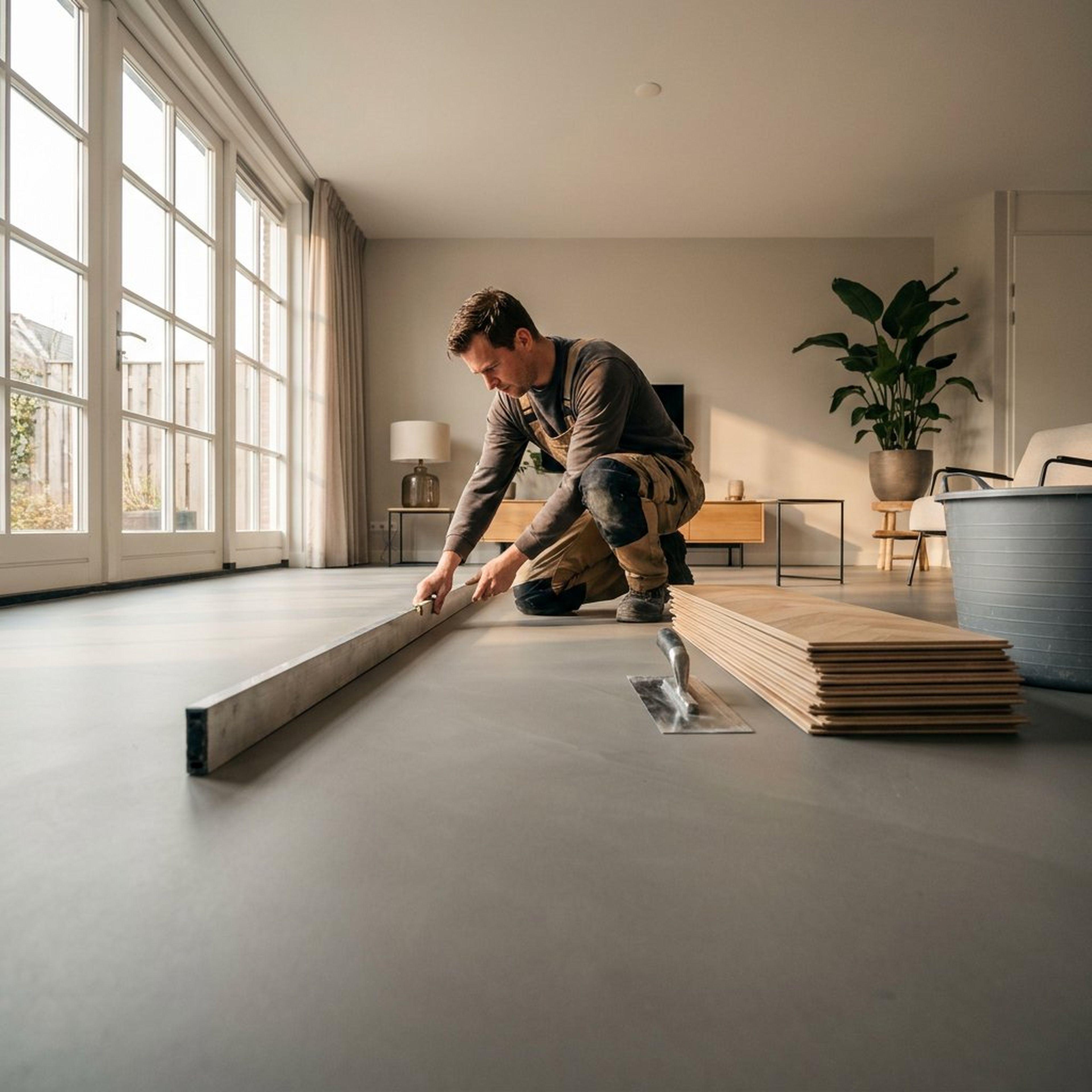 Hoe vlak moet een vloer zijn voor plak visgraat PVC?