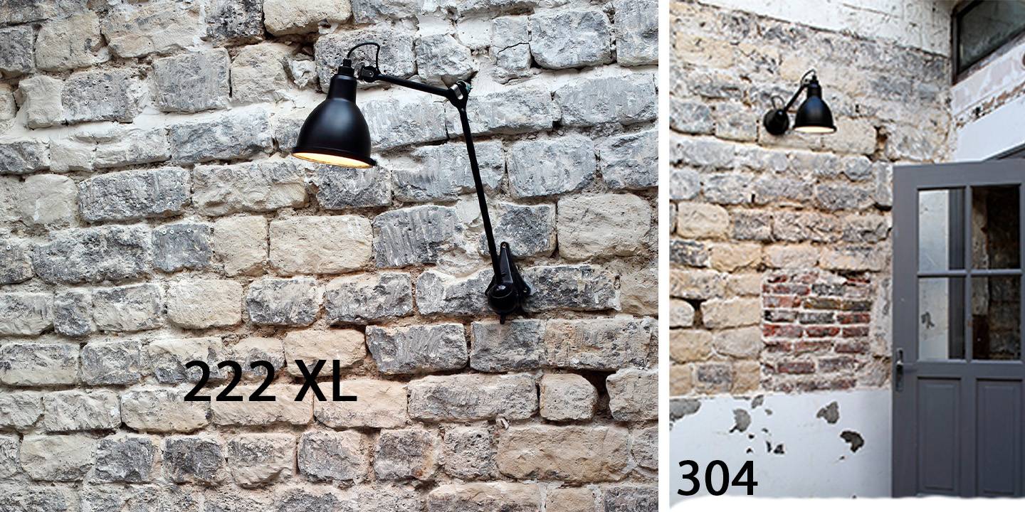 This image shows two outdoor wall lamps fra Lampe Gras