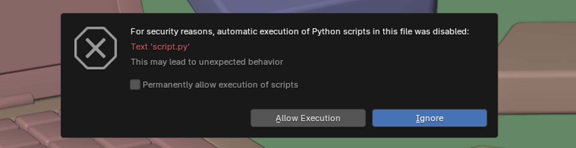 Blender script.py warning