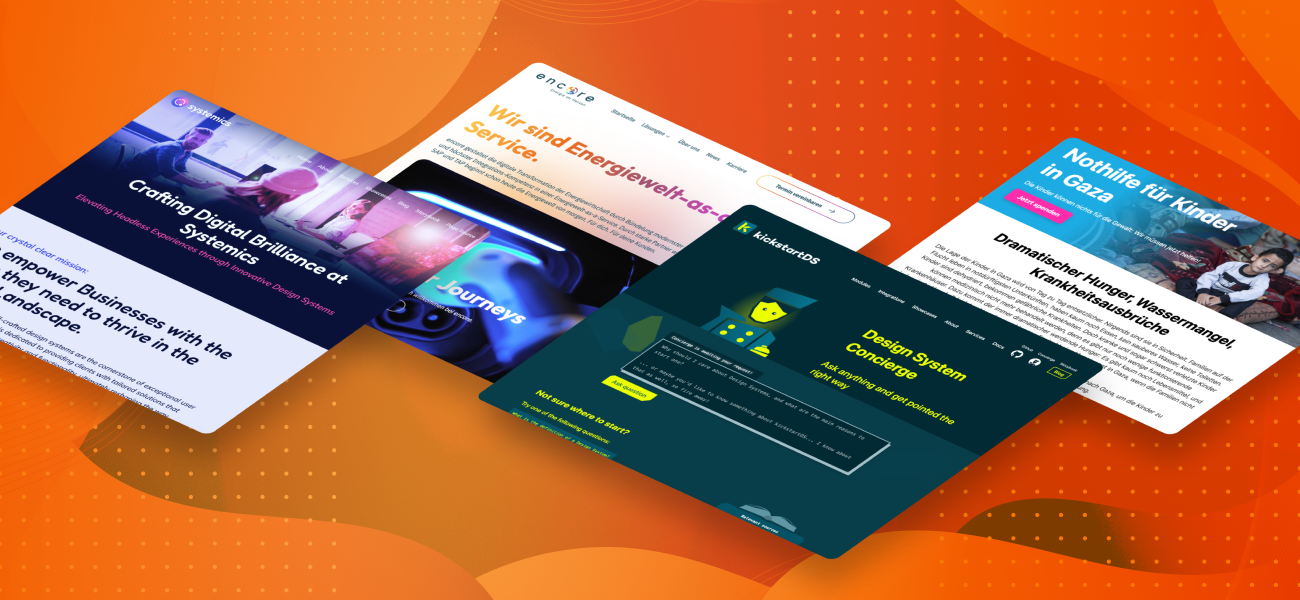 Verschiedene Demo-Screenshots von auf dem CMS-Starter basierenden Websites