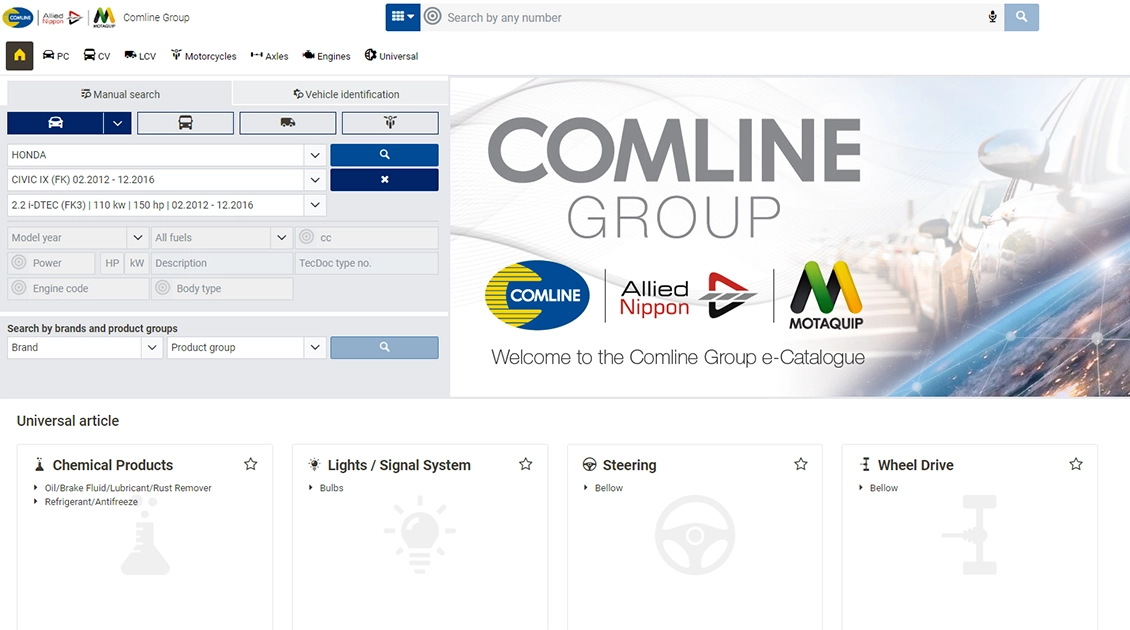 Comline Group e-catalogue powered by TecDoc White-Label