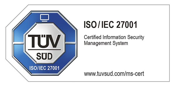 TUV SUD ISO/IEC 27001 certification badge