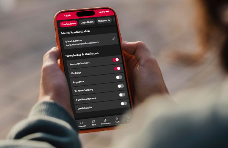 myQuickline: Persönliche Angaben