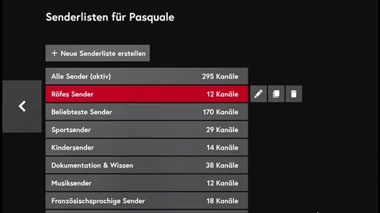 Beispiel: Senderlisten für Pasquale
