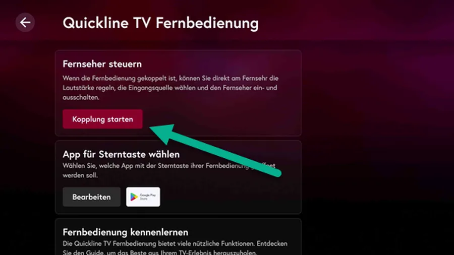 Quickline TV Fernbedienung koppeln