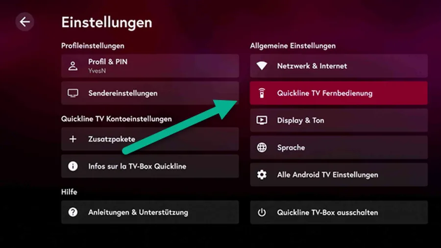 Quickline TV Fernbedienung koppeln