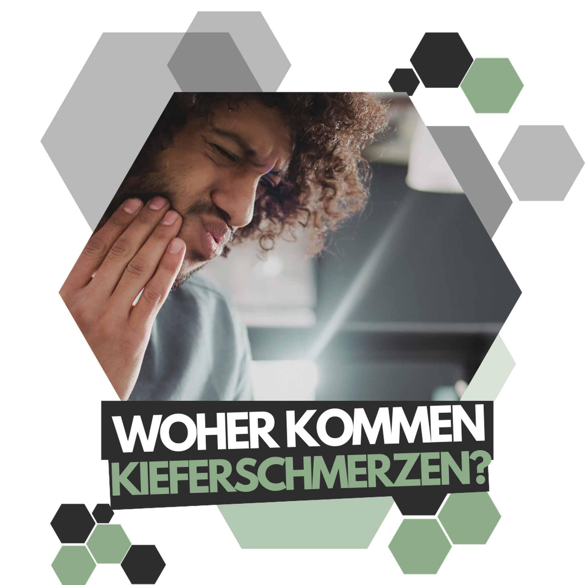 Ein Mann hält sich vor schmerzen den Kiefer