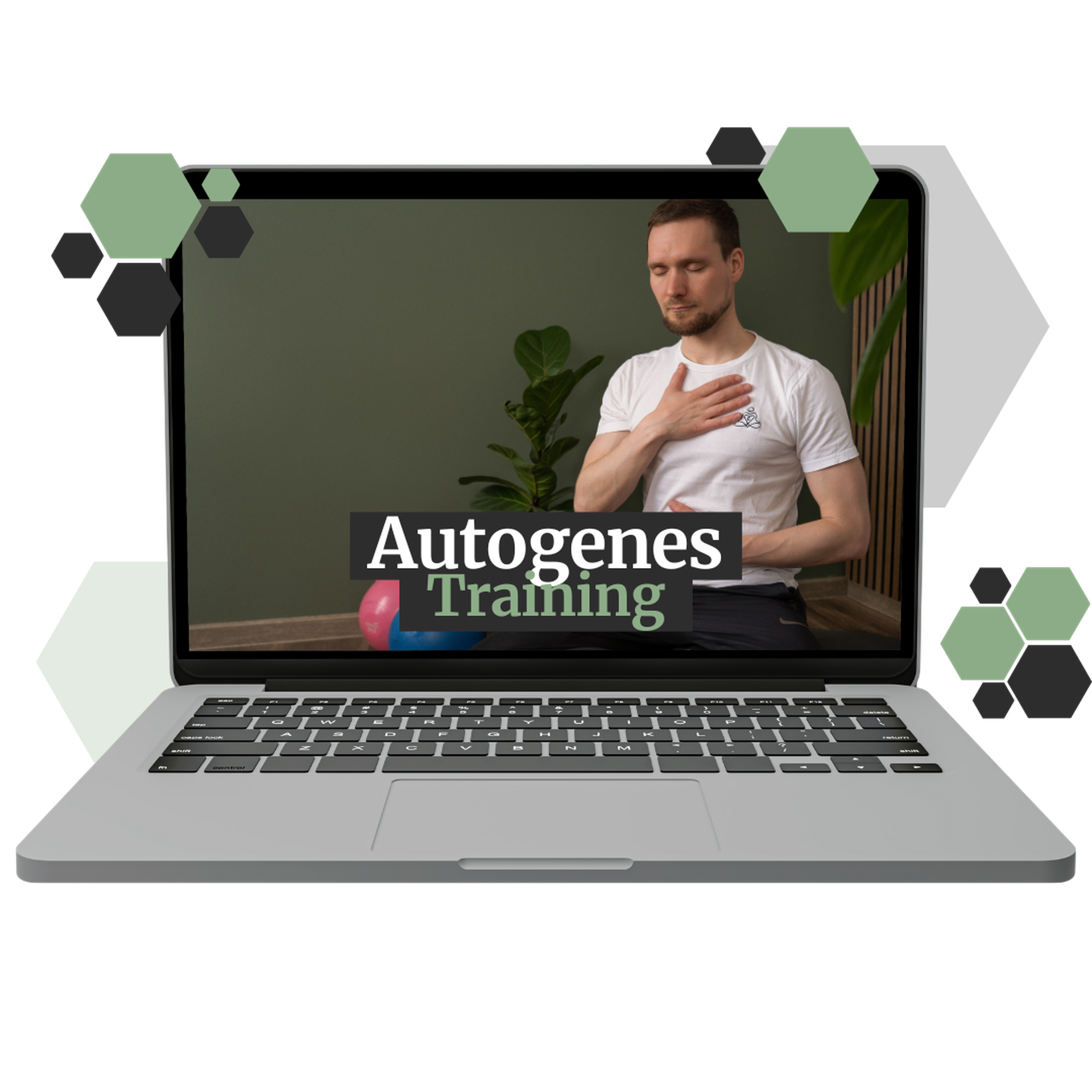 Ein Bild vom autogenen Training auf einem Laptop