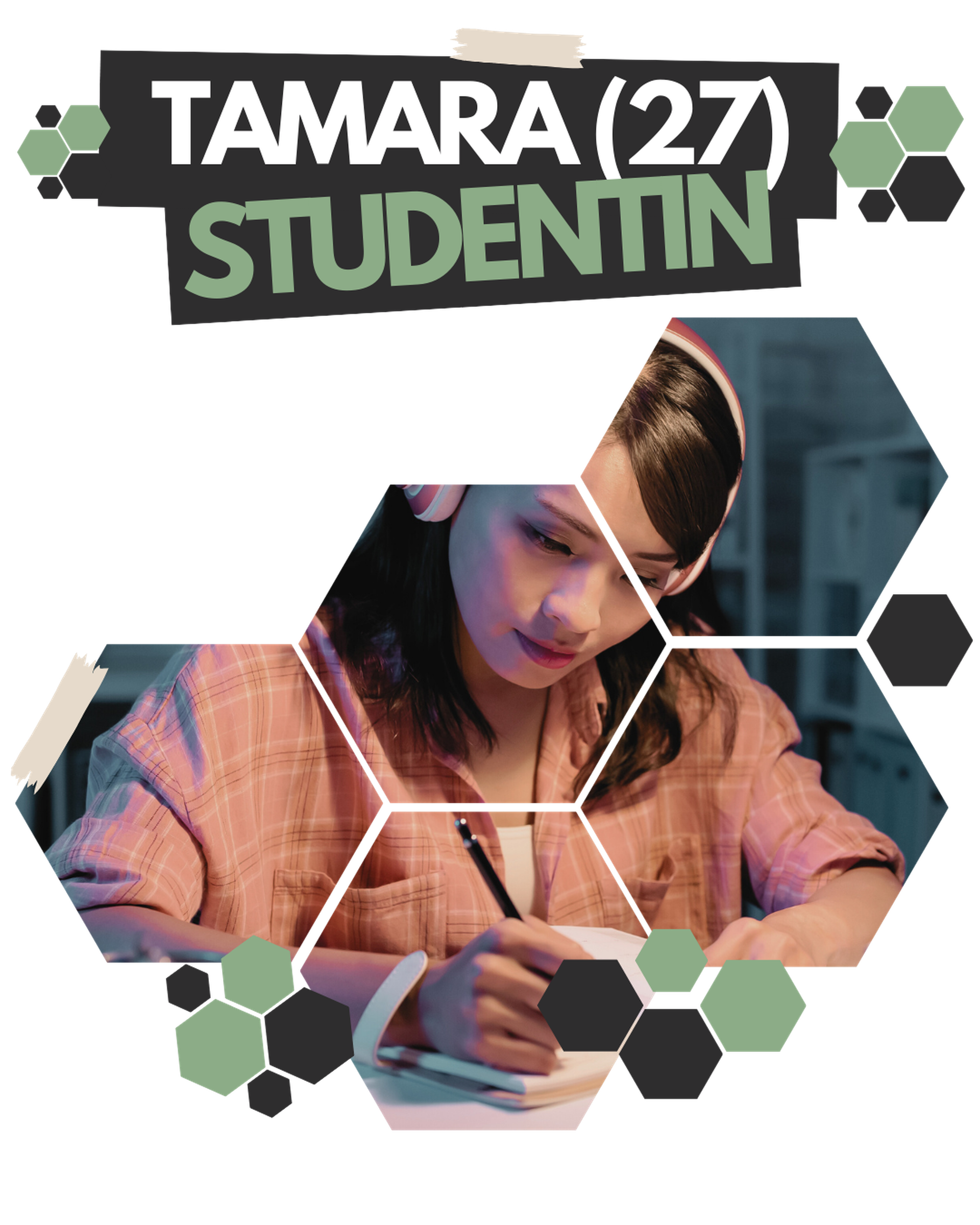 Studentin beim konzentrierten Schreiben in abendlicher Lernatmosphäre