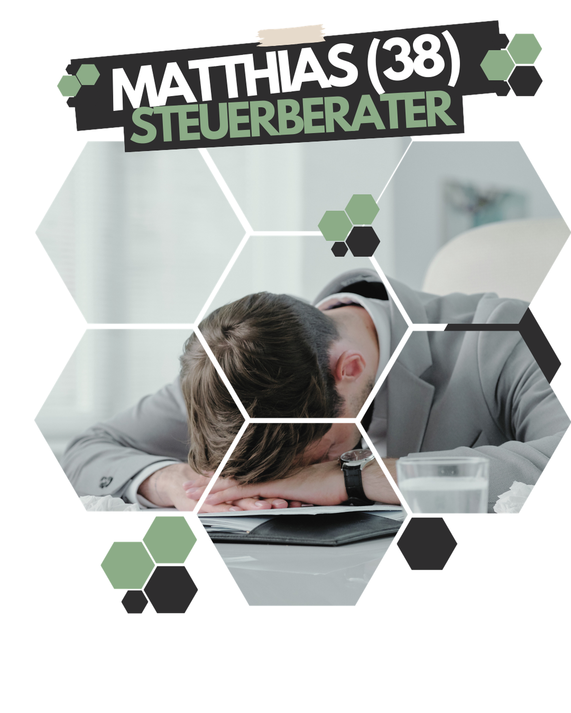 Erschöpfter Steuerberater mit Kopf auf Schreibtisch - Symbolbild für Stress am Arbeitsplatz