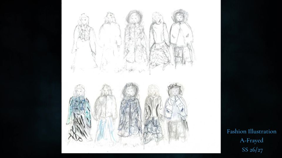 Ten sketches of different garments