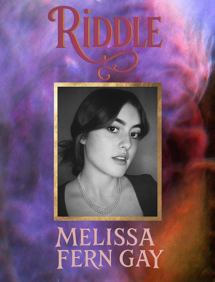 Post for The Riddle musical with photo of Melissa Fern Gay