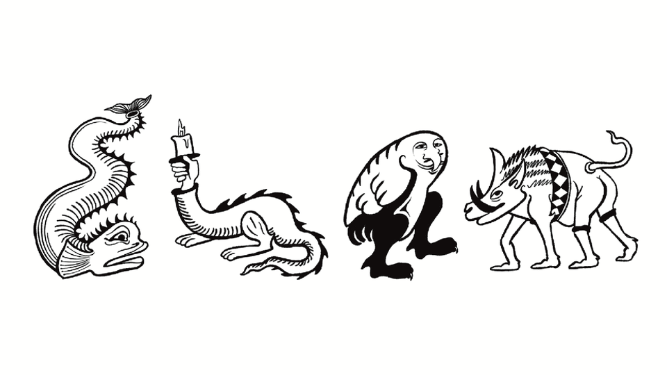 Illustration of four creatures