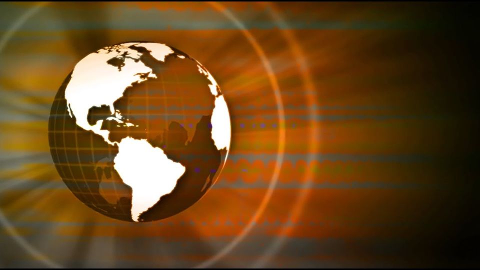 Video still showing wireframe of planet Earth